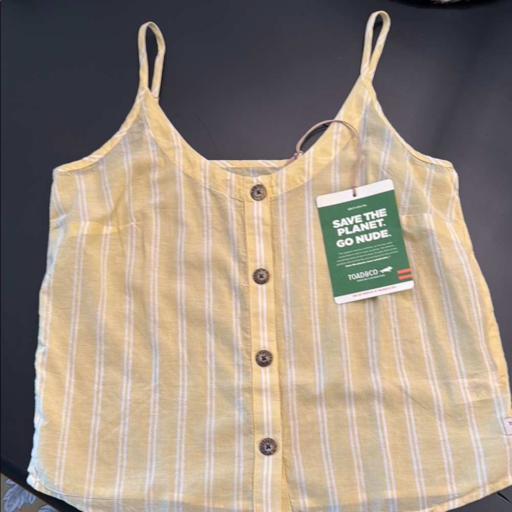 Toad and Co yellow stripe tank